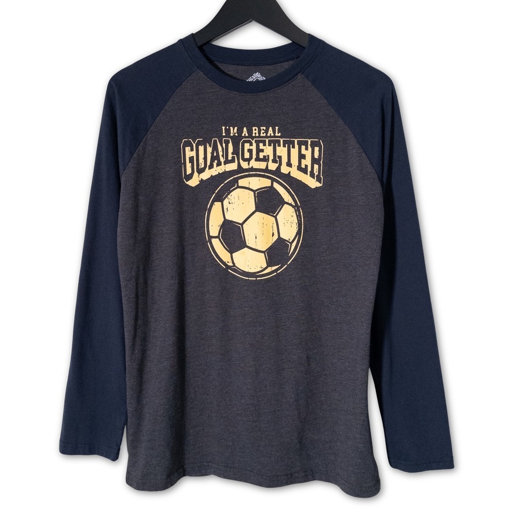 Thereabouts‎ Graphic Long Sleeve T-Shirt Boys XL Husky Navy Gray Raglan Soccer